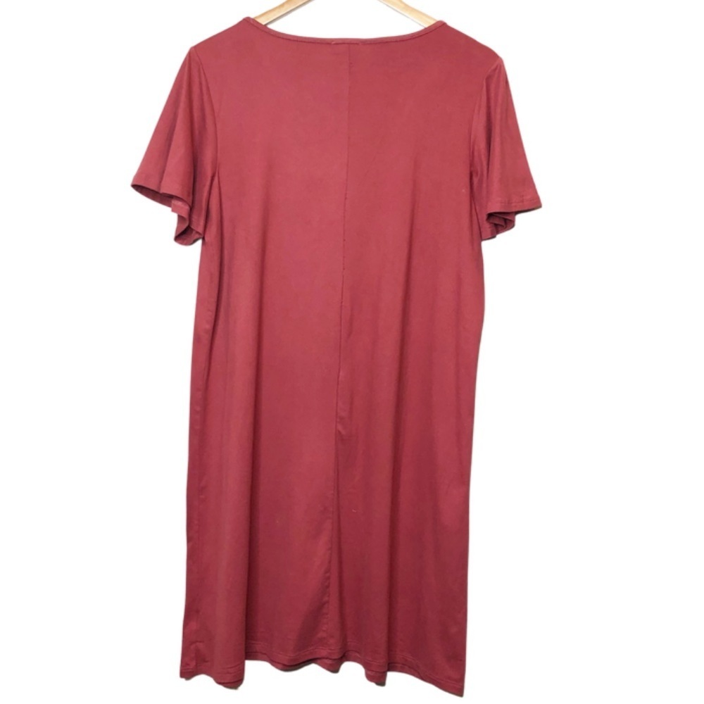 Charming‎ Charlie Red Pink Crisscross Neck Short Sleeve Tunic Dress Women's - Picture 9 of 16